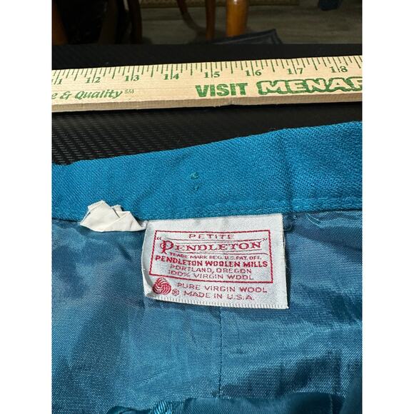 Vintage Pendleton Wool Midi Skirt Teal Size 8 Fits Approx 26 Inch Waist - Picture 3 of 9